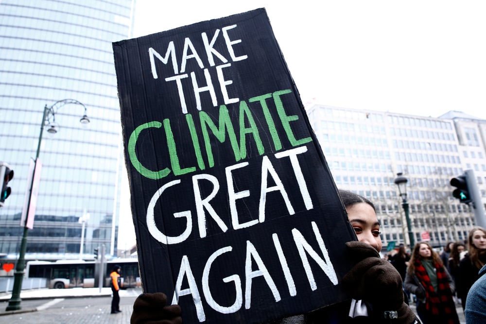 Protest sign that reads "Make the climate great again"
