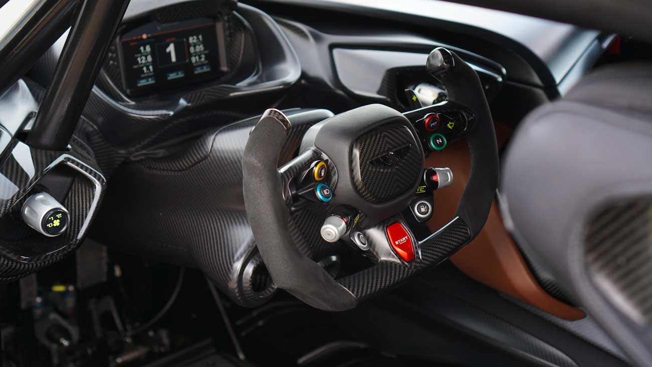 Closeup of car steering wheel